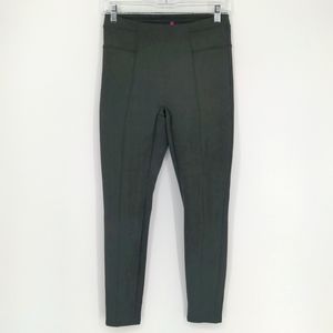 Spanx Velvet Leggings Olive Green Size Small Faux Suede Pull On Stretch Shaping